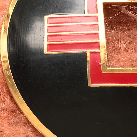 1980 Black Red Gold Geometric Brooch Pin Studio 54 - Picture 8 of 8